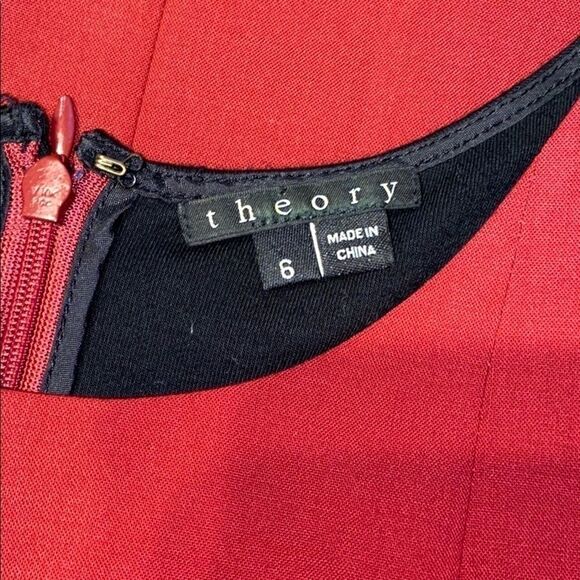 Theory Burgundy & Black Color Block Dress Size 6 - Picture 4 of 8
